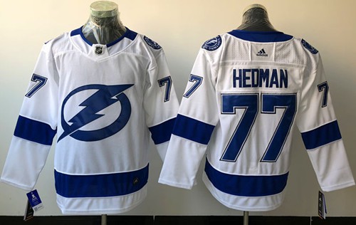 Adidas Men Tampa Bay Lightning 77 Victor Hedman White Road Authentic Stitched NHL Jersey